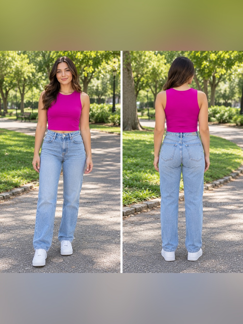 Zara Fuchsia Sleeveless Crop Tank Top Round Neck Size S